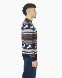 Men’s Christmas Festive Knit Fly Reindeer Navy Jumper