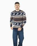 Men’s Christmas Festive Knit Fly Reindeer Navy Jumper