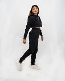 Black Womens Crop Top Hoodie