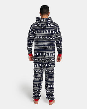 Mens Reindeer Navy Christmas Onesie