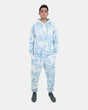 Men's Blue Fleece Tie-Dye Tracksuit
