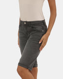 Charcoal Denim Stretchy Bermuda Shorts