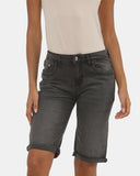 Charcoal Denim Stretchy Bermuda Shorts