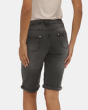 Charcoal Denim Stretchy Bermuda Shorts