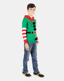 Elf Candy Cane Green Kids Xmas Jumper