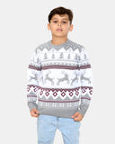 Jumping Reindeer Grey Kids Xmas Jumper