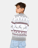 Jumping Reindeer Grey Kids Xmas Jumper