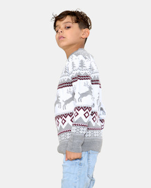 Jumping Reindeer Grey Kids Xmas Jumper