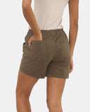 Womens Khaki Cotton Shorts with Pockets