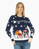 Santa to the Pub Navy Novelty Womens Jumpers
