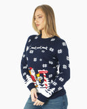 Santa to the Pub Navy Novelty Womens Jumpers