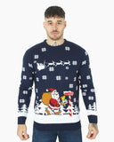 Santa to the Pub Navy Novelty Jumpers