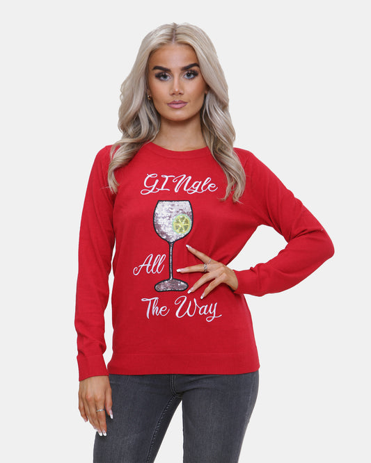 Women Gingle Red Christmas Jumper