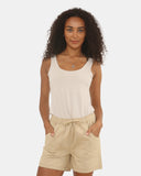 Womens Stone Cotton Shorts with Pockets