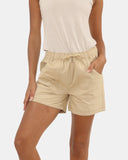 Womens Stone Cotton Shorts with Pockets