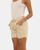 Womens Stone Cotton Shorts with Pockets