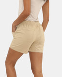 Womens Stone Cotton Shorts with Pockets