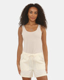 Womens White Cotton Shorts with Pockets