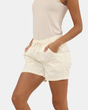 Womens White Cotton Shorts with Pockets
