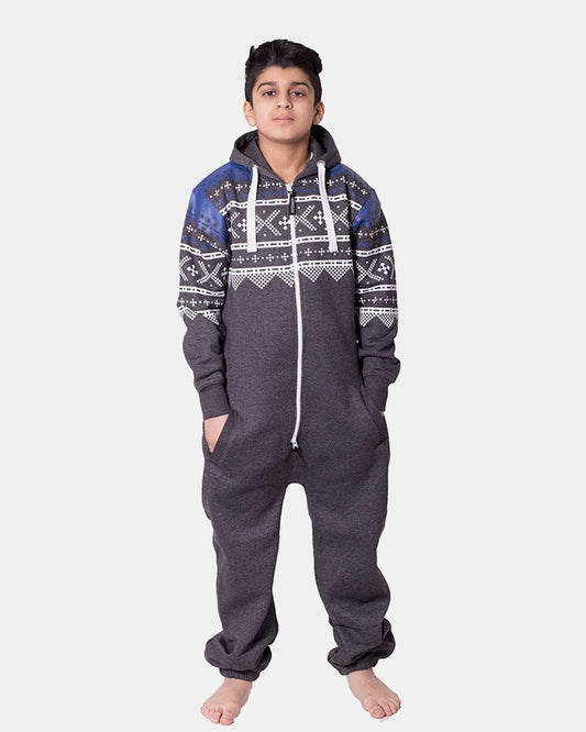 Charcoal Kids Aztec Hooded Onesie