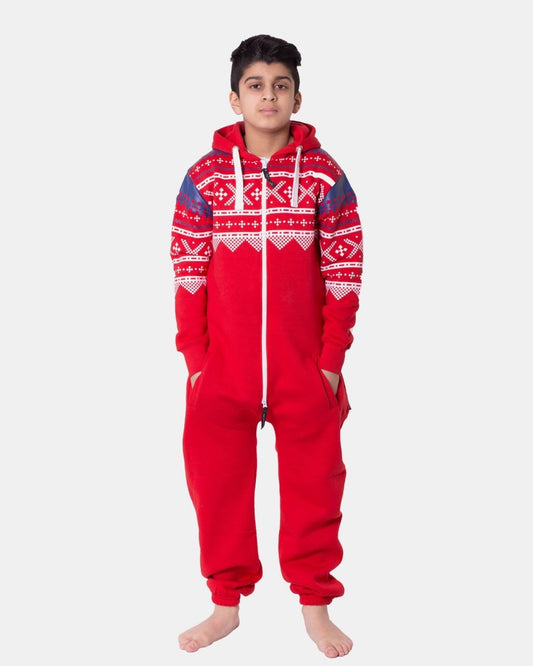 Red Kids Aztec Hooded Onesie