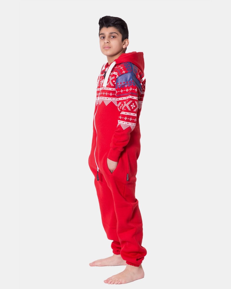 Red Kids Aztec Hooded Onesie