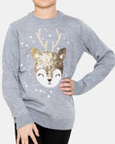 Baby Deer Grey Girls Christmas Jumper