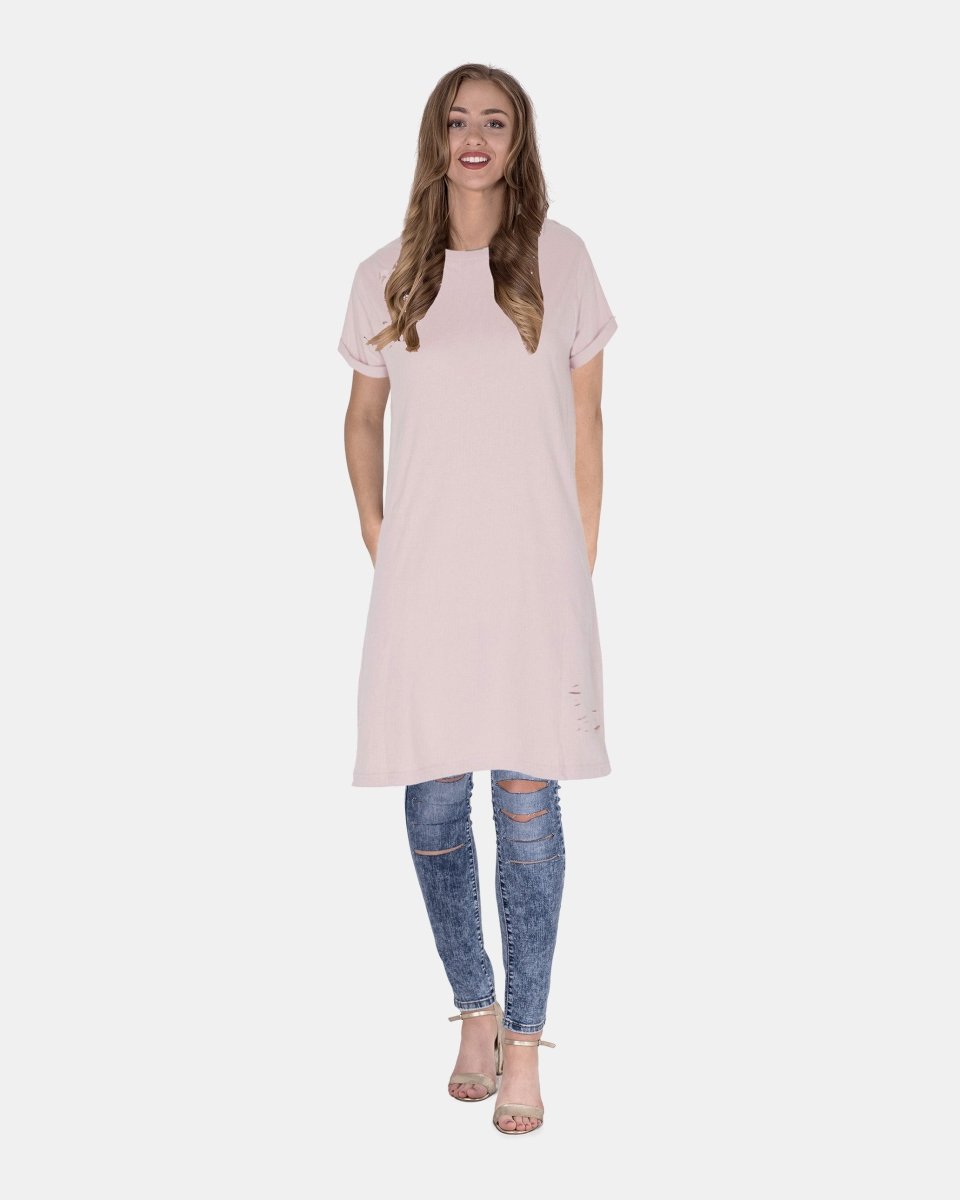Baby Pink Women's Plain Long T-shirt