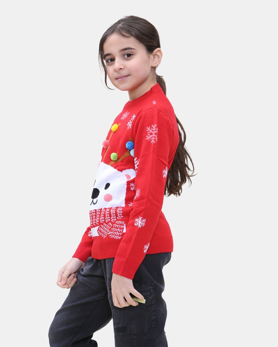 Bear Red Kids Christmas Jumpers