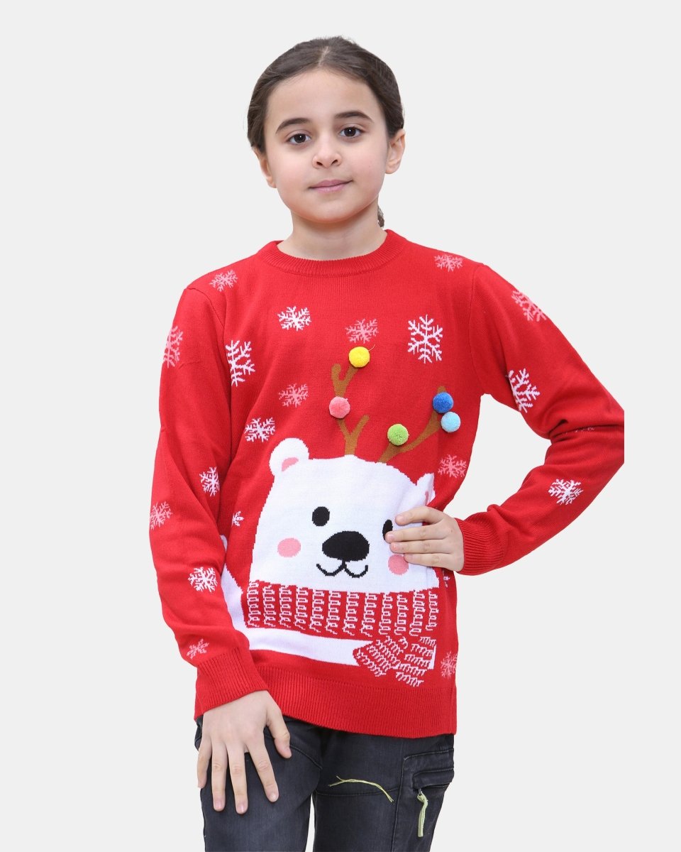 Bear Red Kids Christmas Jumpers