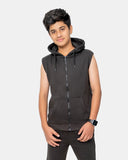Black Boys Gilet Sleeveless Hoodie