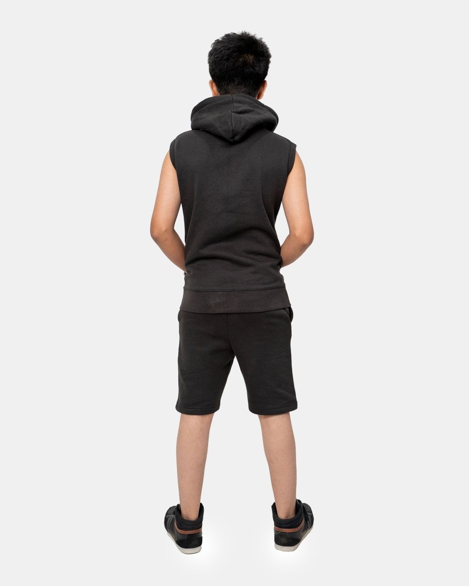 Black Boys Gilet Sleeveless Hoodie