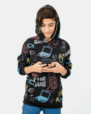 Black Boys Printed Gaming Hoodie