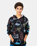 Black Boys Printed Gaming Hoodie
