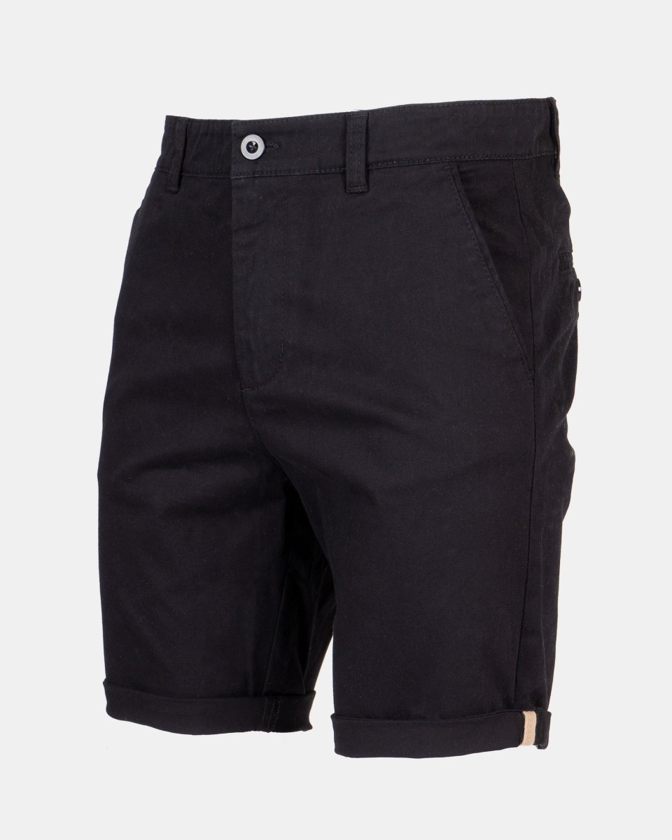 Black Casual Turnup Cotton Shorts