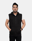 Black Casual Zip - Up Men's Hoodie