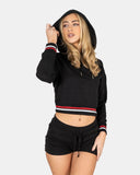 Black Cropped Baggy Pullover Hoodie