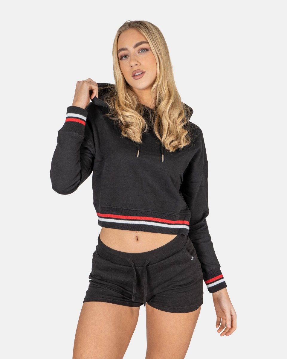 Black Cropped Baggy Pullover Hoodie
