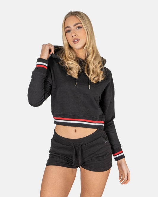 Black Cropped Baggy Pullover Hoodie
