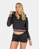 Black Cropped Baggy Pullover Hoodie