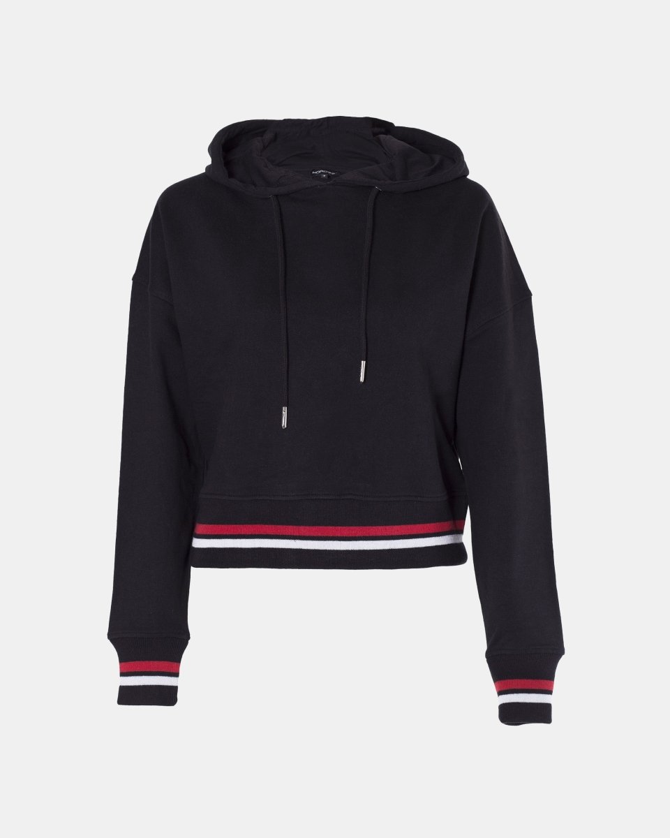 Black Cropped Baggy Pullover Hoodie