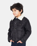 Black Detachable Sherpa Collar Kids Jacket