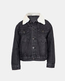 Black Detachable Sherpa Collar Kids Jacket