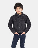 Black Detachable Sherpa Collar Kids Jacket