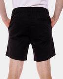 Black Elasticated Waist Cotton Casual Shorts