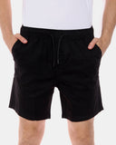 Black Elasticated Waist Cotton Casual Shorts