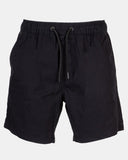 Black Elasticated Waist Cotton Casual Shorts