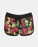 Black Floral Print Casual Shorts