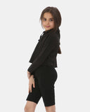 Black Girls Plain Crop Hoodie
