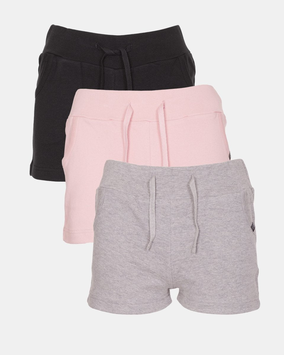 Black, Grey & Baby Pink Cotton Shorts (Pack of 3)